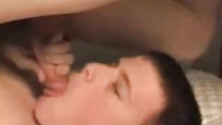 Self sucking twink cums on his face