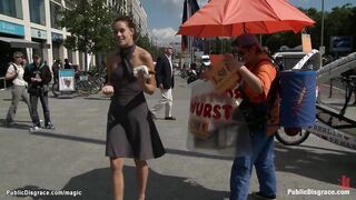 Lean bound Euro babe fucked in public