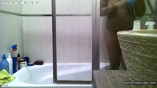 Curvy indian stepmom spied in the shower