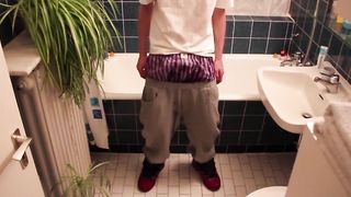 Uncircumcised skinny teen pee pants