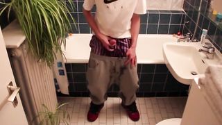 Uncircumcised skinny teen pee pants