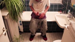 Uncircumcised skinny teen pee pants