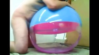 Big inflatable beach ball fuck cum inside