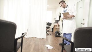 Cummer patient and her doctor analed each other in office