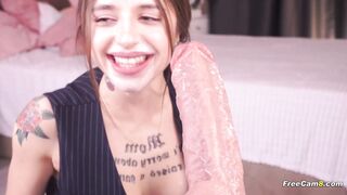 Petite Teen Deepthroat Practice with Giant Dildo