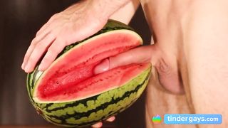 water melon cum - fucking a melon and cumming