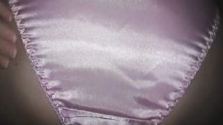 Satin panty handjob and huge cumshot on satinblouse preview