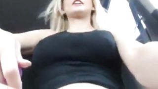 short vid - blonde masturbates in car while driving