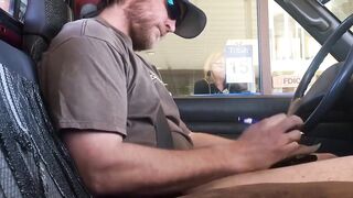 Horny Guy Bustin A Nut at the Bank ( Hands free Public Cum )