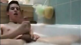 Twink jerking off in bathtub