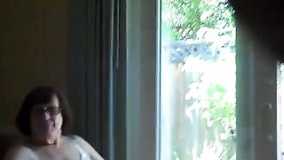 Fucking Granny Comsluts mouth in front of a window