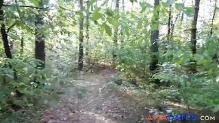 chubby girl with big booty walking nude in forest 2