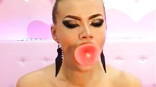 Pink dildo deepthroating by a hot chick DTD