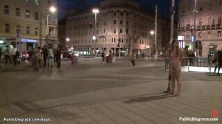 Busty bound Czech fucked in public