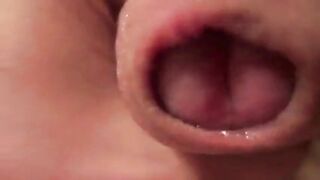 Bed uncut foreskin gaming closeup cum